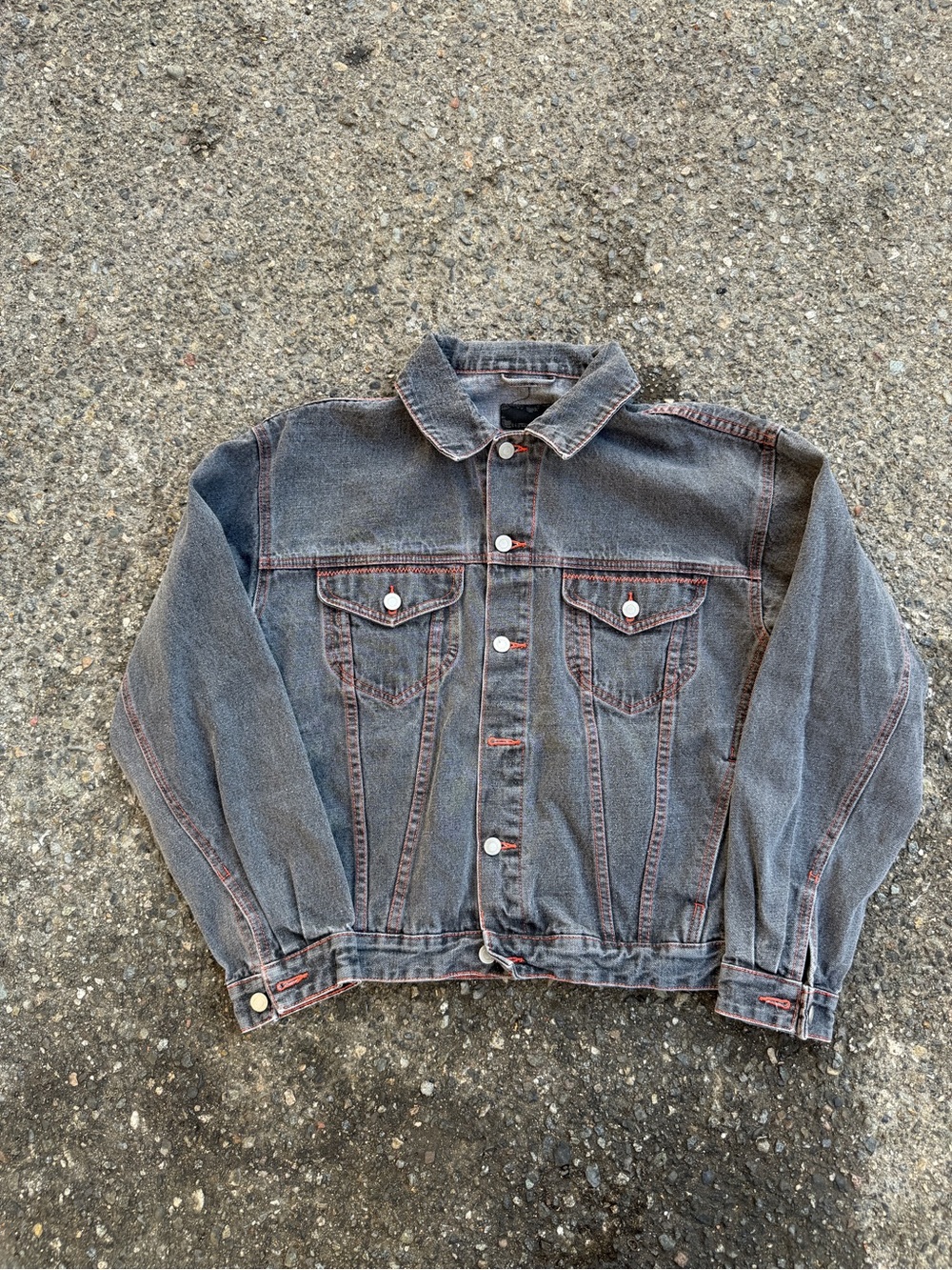 Mens Grey and Red Jean Jacket